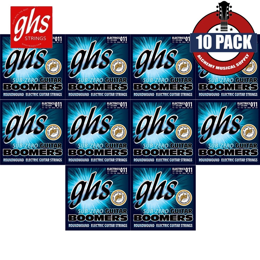 10-PACK GHS CR-GBM Sub Zero Boomers Medium Electric Guitar Strings 11-50