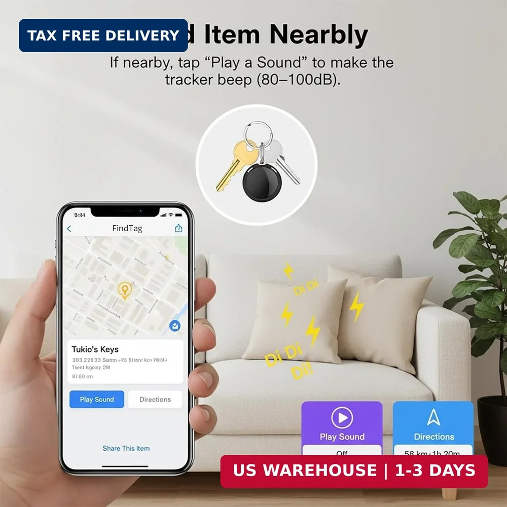 Car Tracker Compatible with Apple Find My(iOS Only)Mini Item GPS Tracking Device