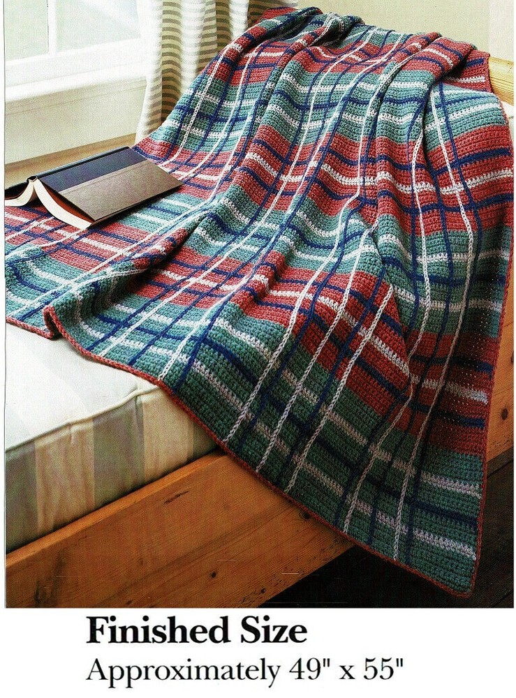 PRETTY IN PLAID AFGHAN CROCHET PATTERN ONLY - AH203