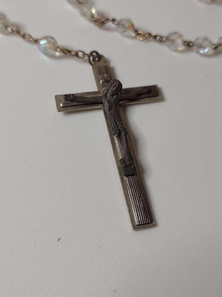 Vintage Clear Glass Bead Rosary