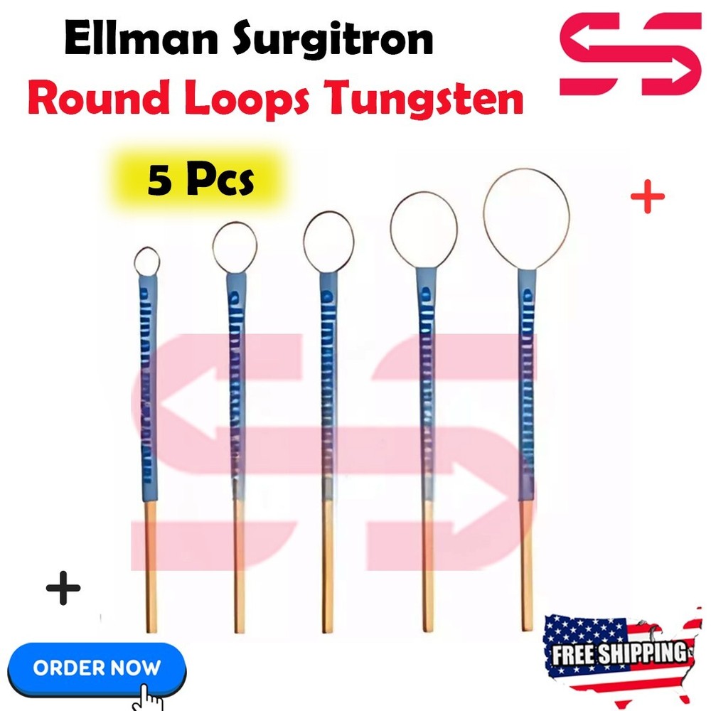 Ellman Round Loop Electrodes 5 Pcs Reusable-Tungsten Tips New CE