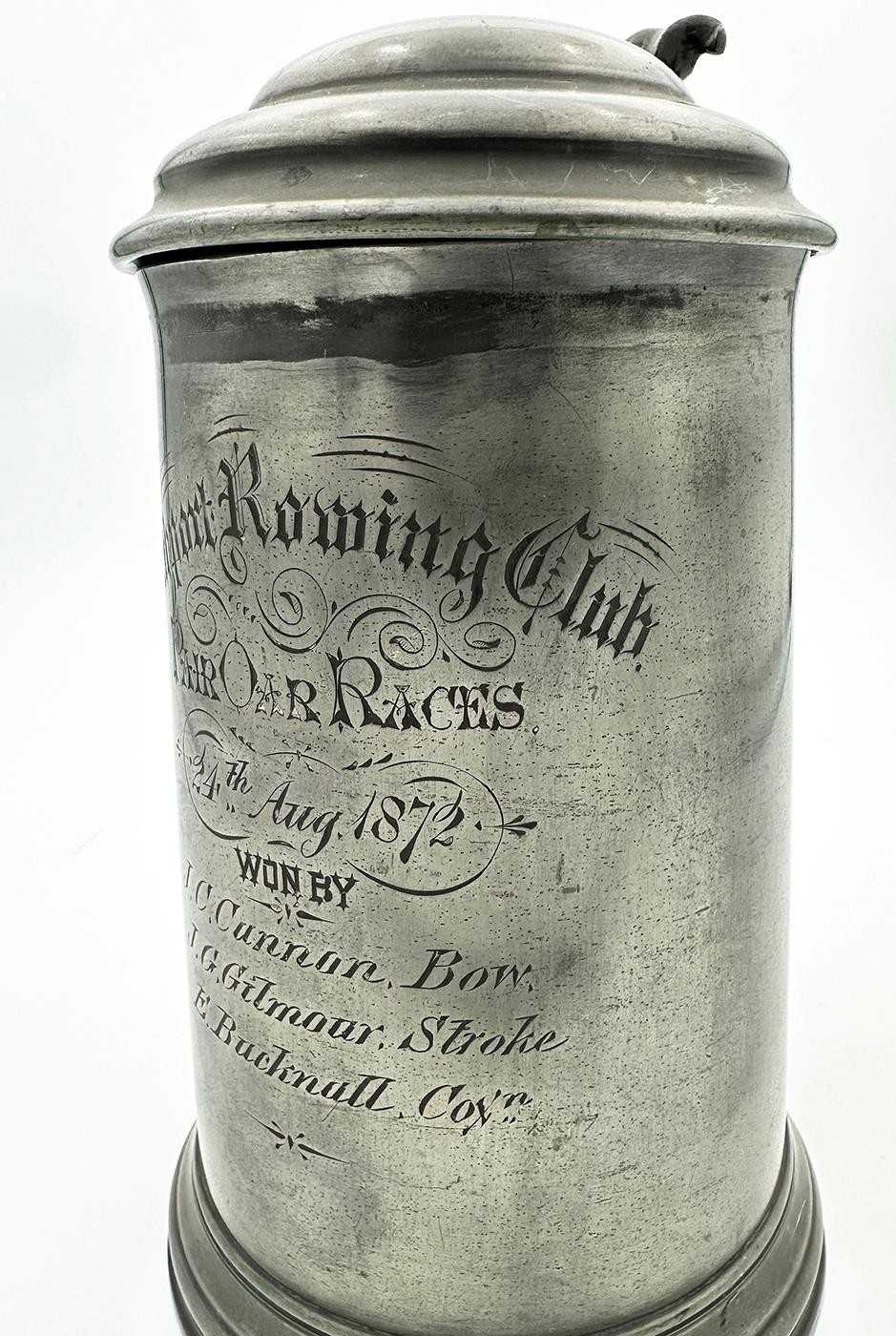VICTORIAN SOUTHPORT ROWING CLUB ROWING PEWTER TROPHY CUP 1872 J DIXON & SONS