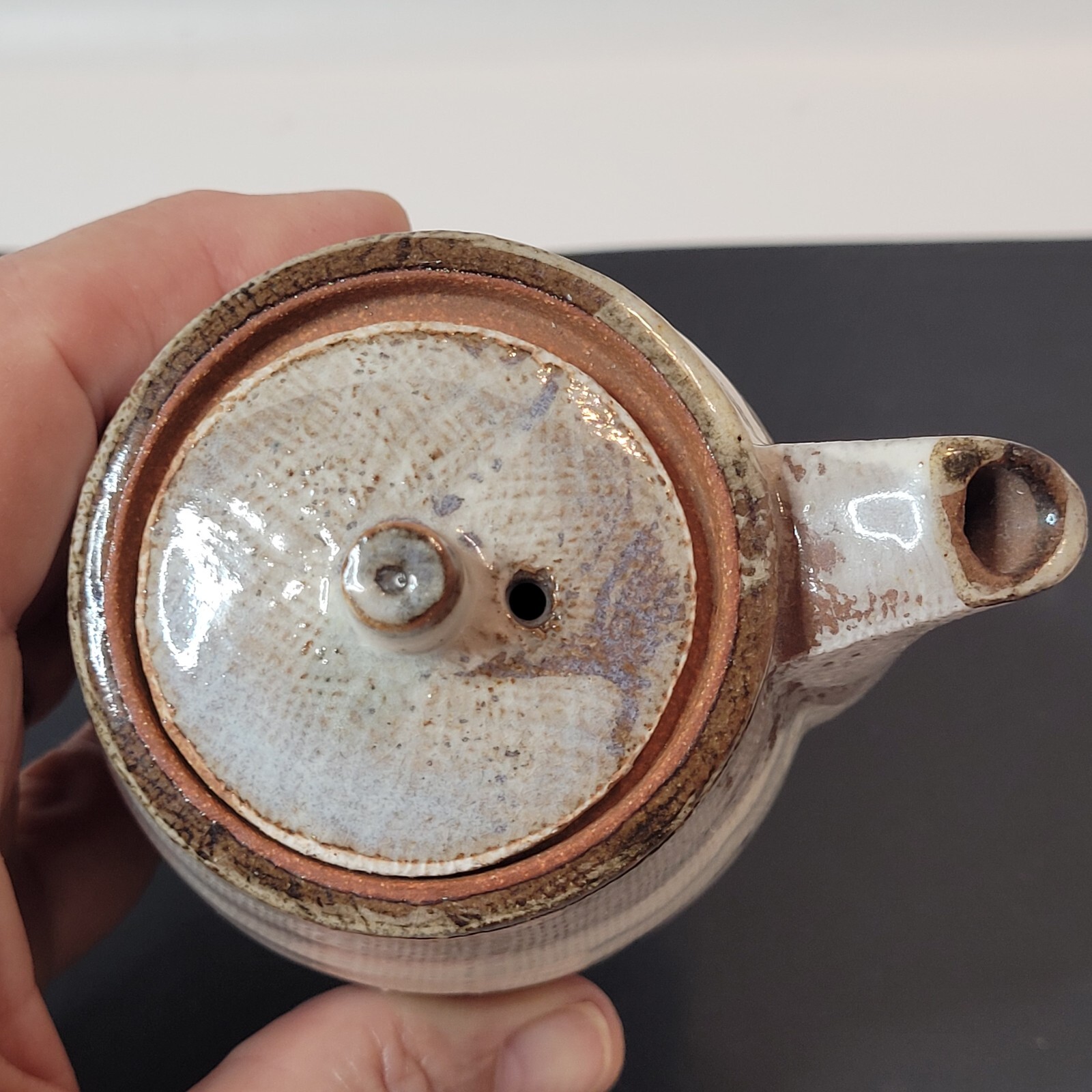 Asian Style Ceramic Saki/Sauce Server/Decor Flower Design Textured Look 4.5"