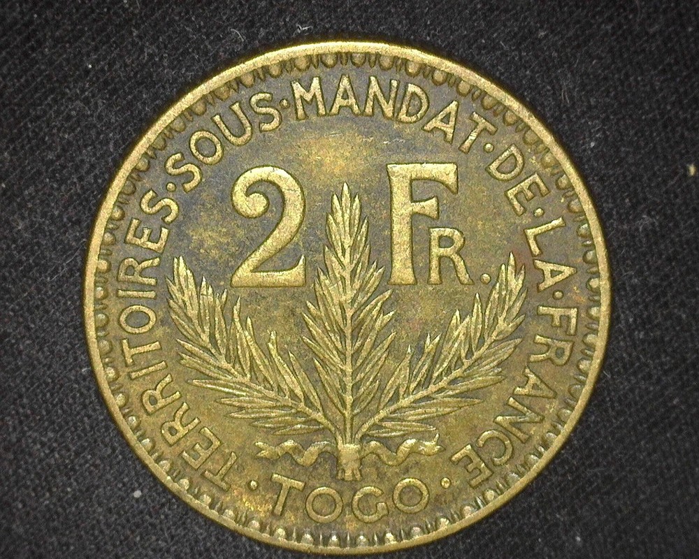 TOGO 1925 2 FRANCS KM3 EXTREMELY FINE ~A4