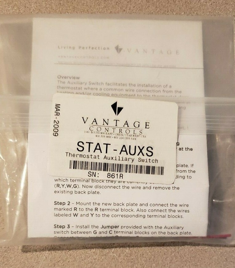 Vantage Controls Thermostat Auxiliary Switch STAT-AUXS