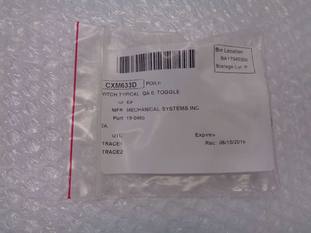 MECHANICAL SYSTEMS 19-0465 TOGGLE SWITCH NSNP