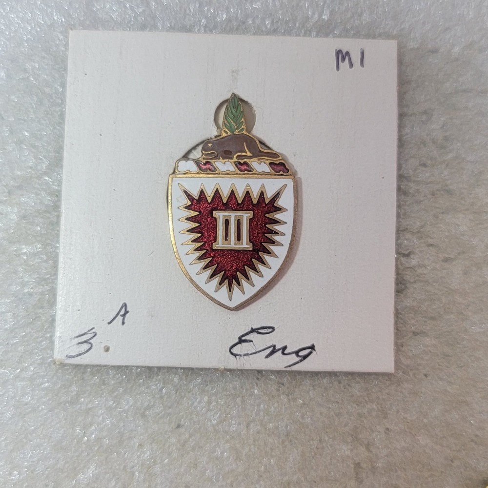 Original WW2 US Army 3rd Engineer Battalion DUI Unit Crest Latch Clasp Made USA