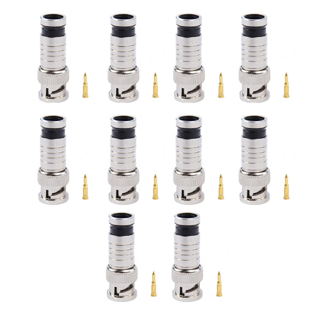 10X Premium Adapter BNC Compression Connector for CCTV Camera RG6 Coax Cables