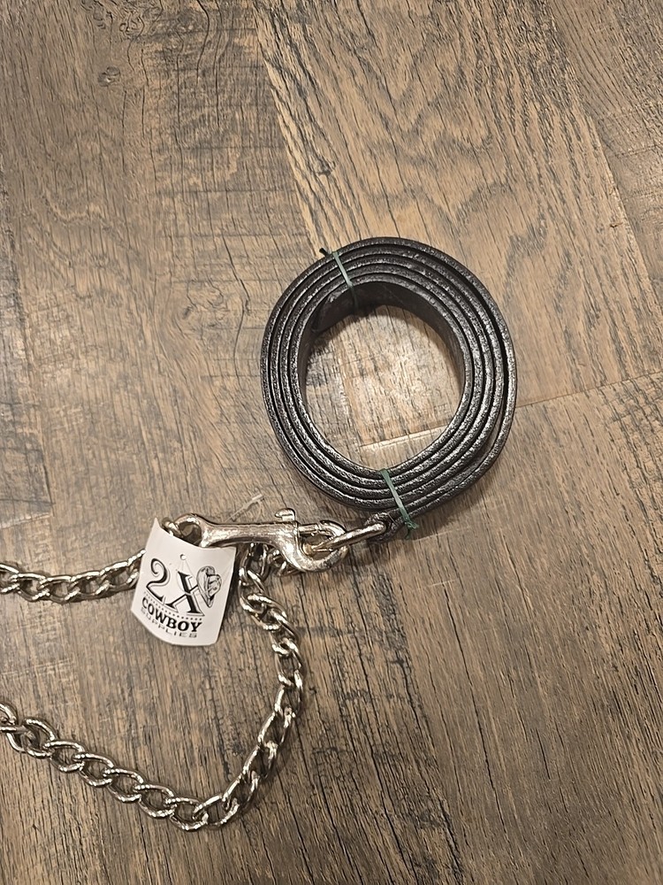 horse leather lead with chain
