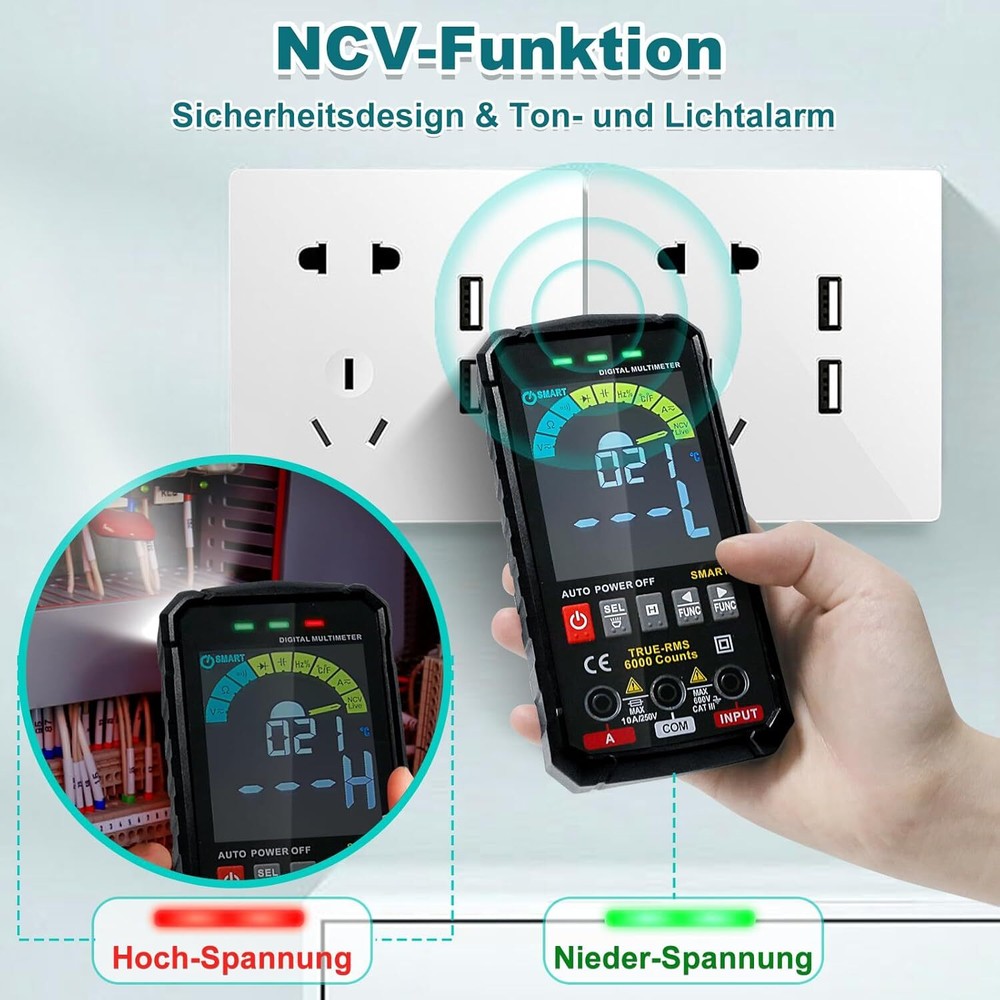 Smart Digital Multimeter 6000 Counts TRMS Auto Range LCD Colour Display