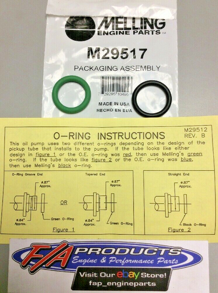 Melling M29517 Oil Pump Pickup Tube O-Ring Set Of 2 For Chevy LS V8 Engines