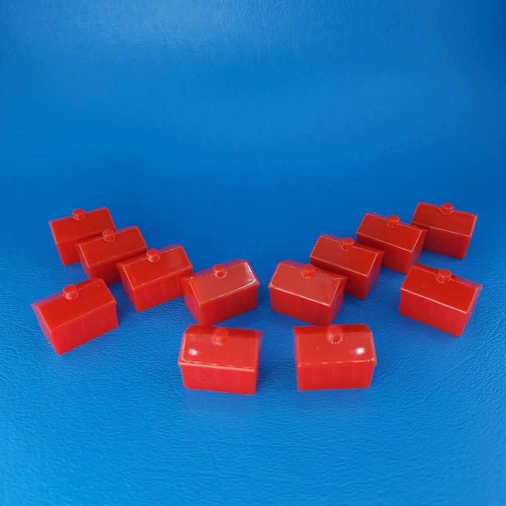 Monopoly 12 Red Hotels Replacement Game Piece Plastic Complete Set