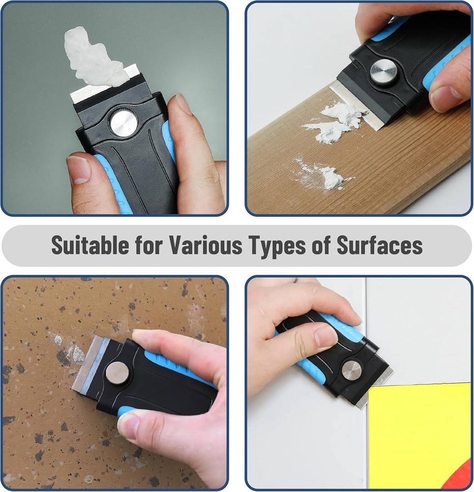 Razor Blade Scraper, Blue, Locking Razor Scraper Set