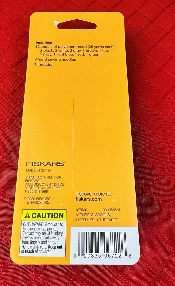 Fiskars Sewing Kit 12 Thread Spools 3 Needles 1 Threader Polyester New Sealed