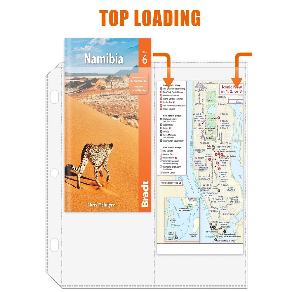 Folded Map Sleeves, Map Protector, Envelopes Page for 3-Ring Binders, Brochur...