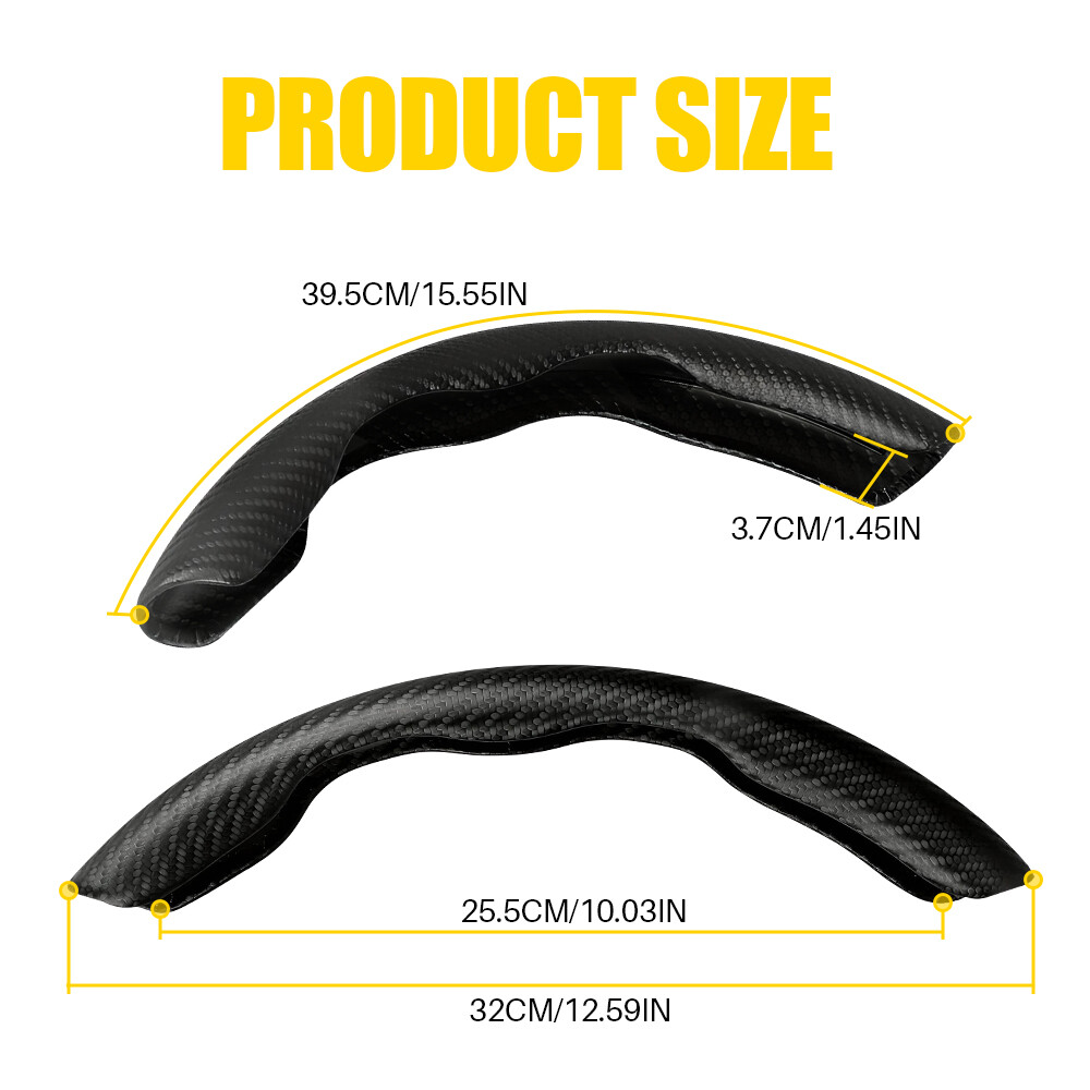 2X Carbon Fiber Universal Car Steering Wheel Booster Cover NonSlip Accessory EOA