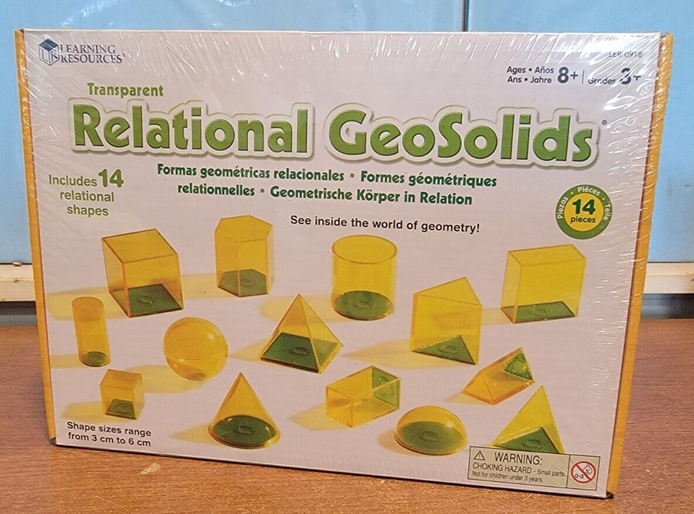 NEW Learning Resources Transparent Relational GeoSolids Geometry Teaching Tool