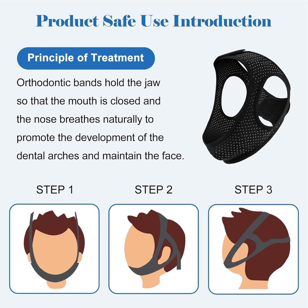 Chin Strap for Sleeping Adjustable Soft Comfortable Breathable Stopper