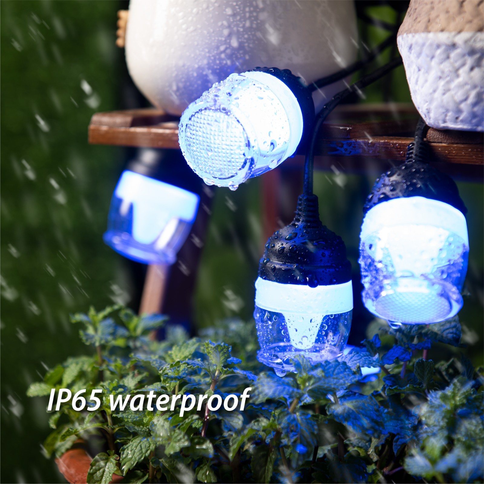Outdoor String Lights 48FT Waterproof Patio Lights Remote APP Dimmable RGB Color
