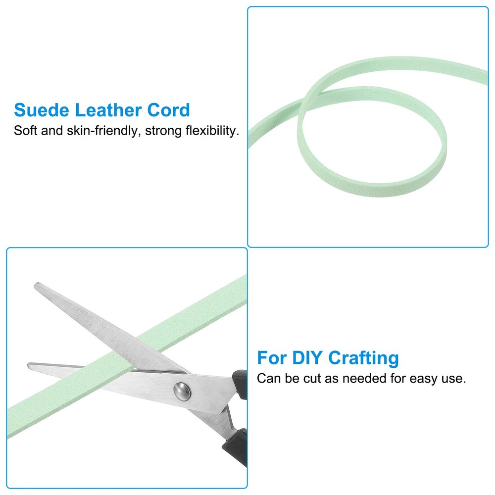 Suede Lanyard String with Roll Spool 50 Yard, Flat Microfiber Cord, Light Green