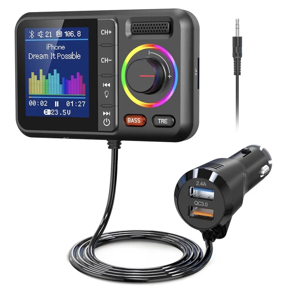 Car Wireless FM Transmitter , Hands Free, MP3 Player, Fast Charging