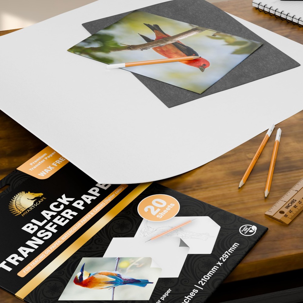 MyArtscape Graphite Transfer Paper, 20 Black Sheets - Wax 20 sheets,