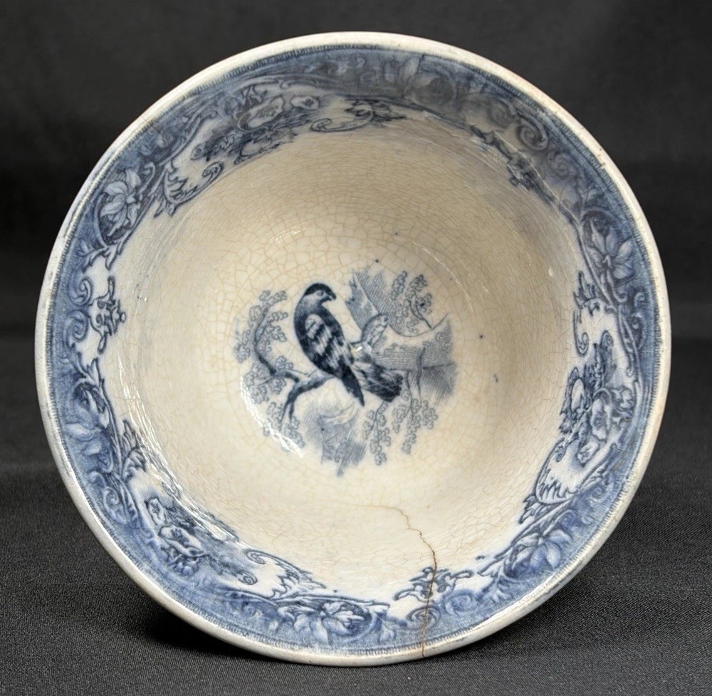 Antique Rare Podmore Walker Mulberry Eagle Transferware Handleless Cup 1800s