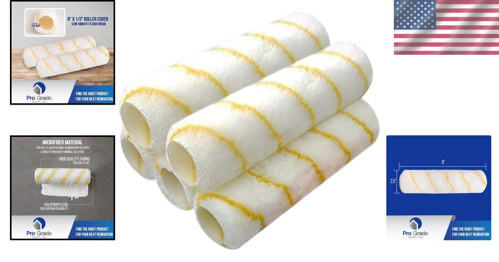 Versatile Microfiber Paint Roller Covers 1/2" Nap - 5 Pack for Smooth Surfaces