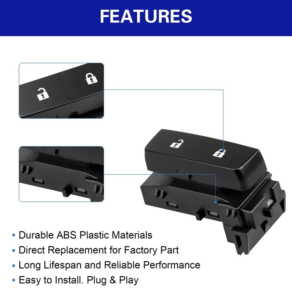 Door Lock Switch Front Driver Side Compatible with 2007 2008 2009 2010 2011 2...