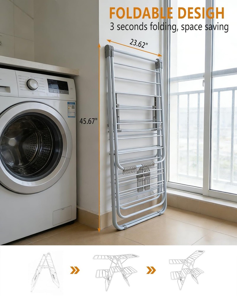 Clothes Drying Rack, Foldable 2-Level Laundry Racks for Drying Clothes Rack,S...