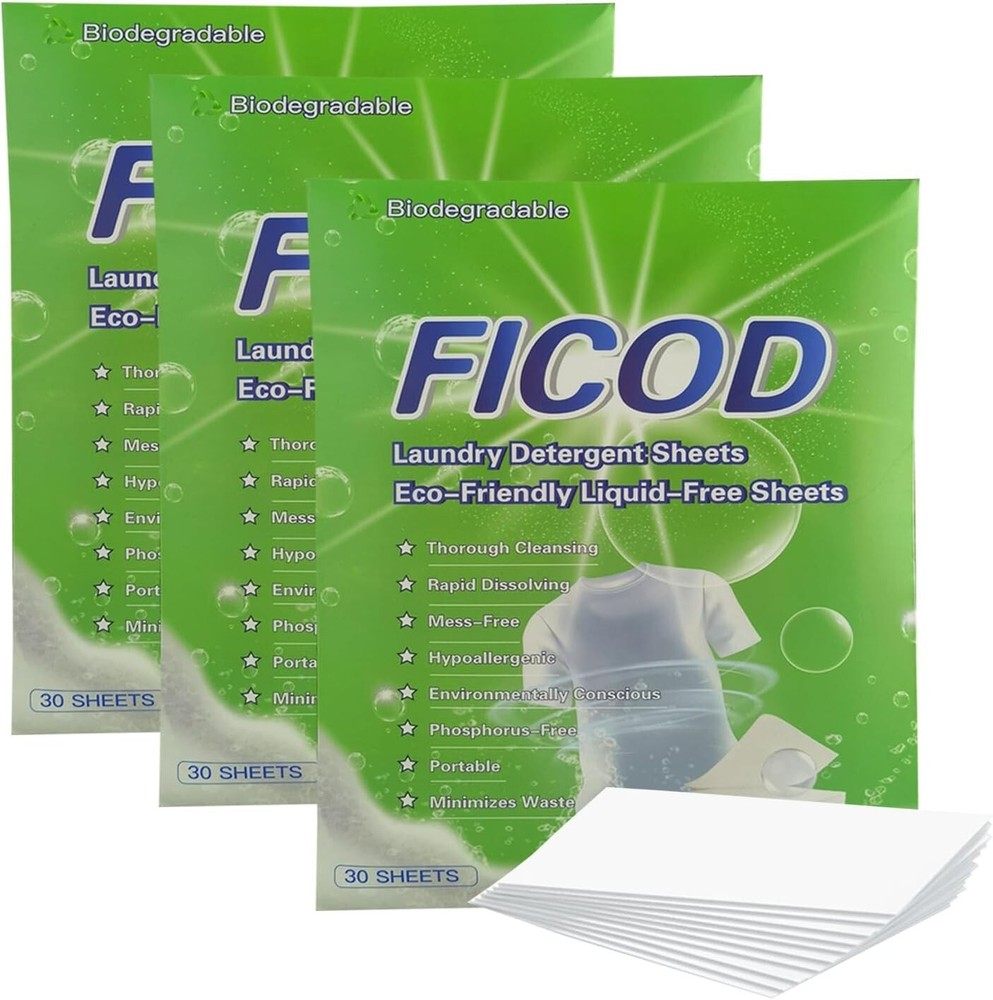 (90 Sheets) Eco detergent & Hypoallergenic - Rapid Dissolving -Detergent Sheets