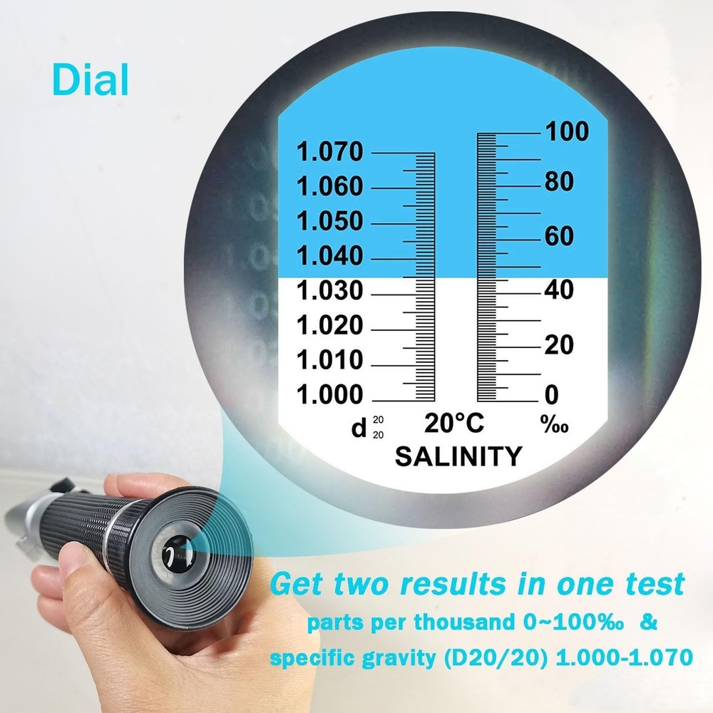 Aquarium Refractometer for Seawater Testing with Durable Chromium Construction