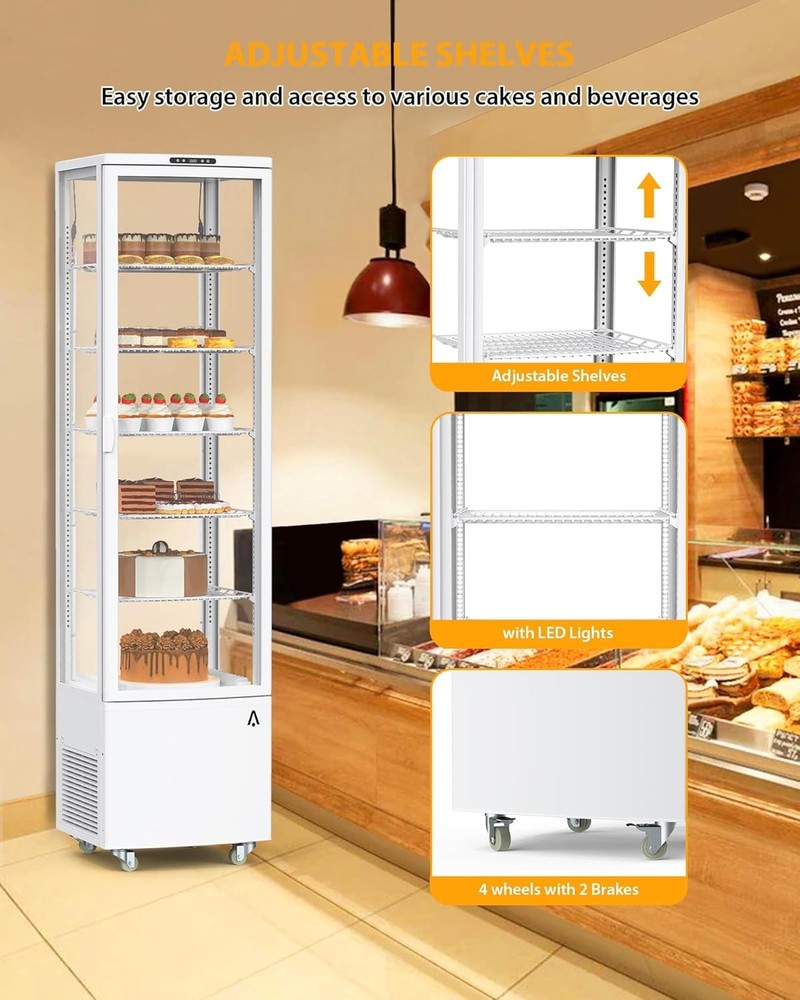 Refrigerated Display Case, 10.5 Cu. Ft. Display Refrigerator with LED Lighting