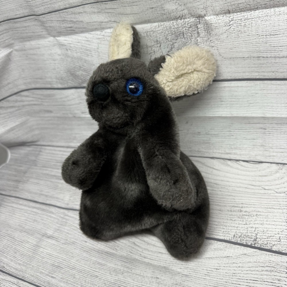 Vintage Gray 9" Bunny Rabbit Hand Puppet Plush