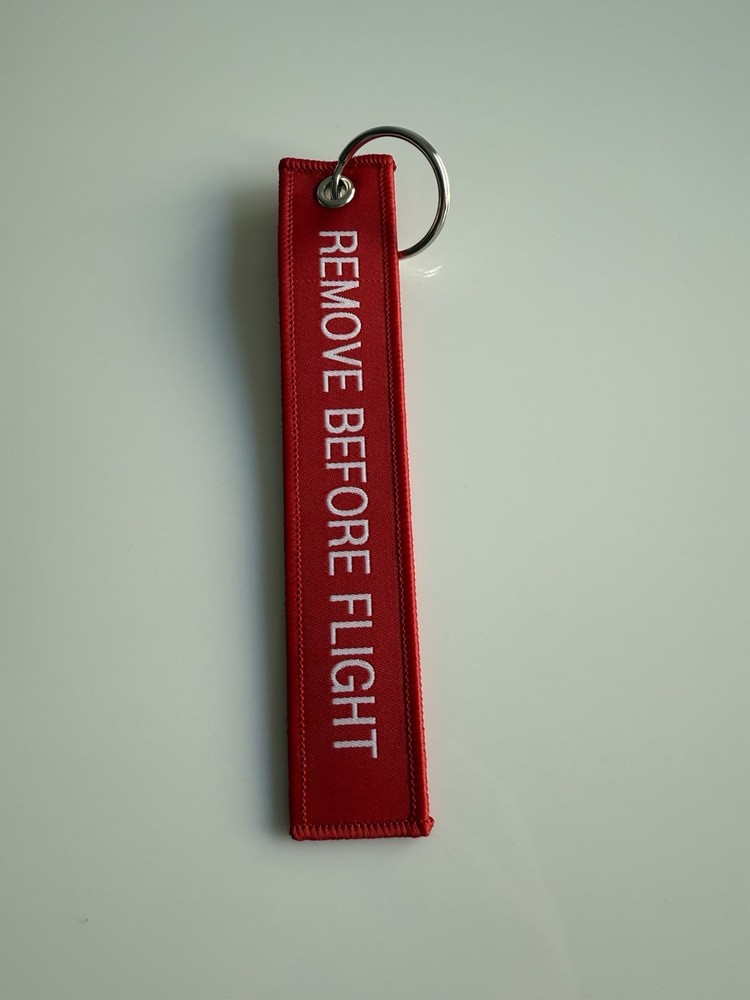 Red SpaceX Falcon 9 REMOVE BEFORE FLIGHT Luggage Tag Zipper Pull Keychain