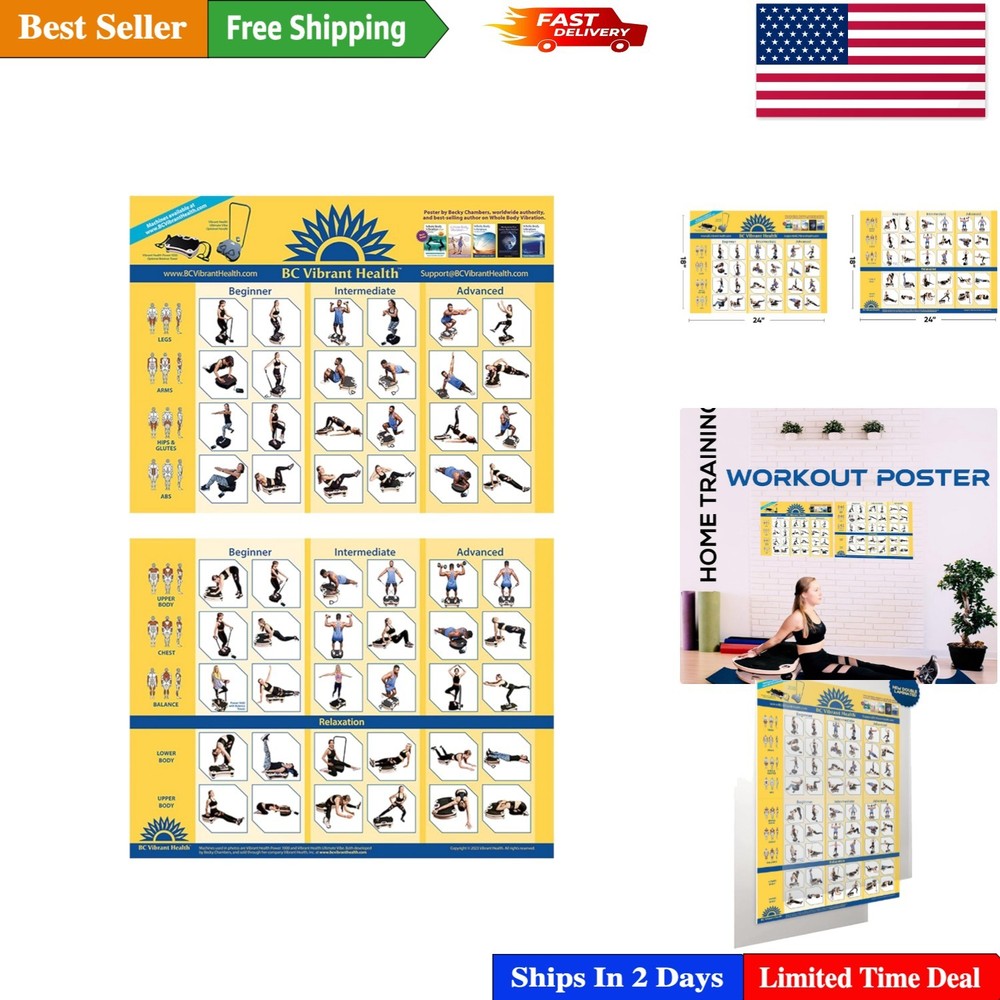 Essential Vibrational Exercise Chart - 54 Positions for Workout Mastery 36"x24"