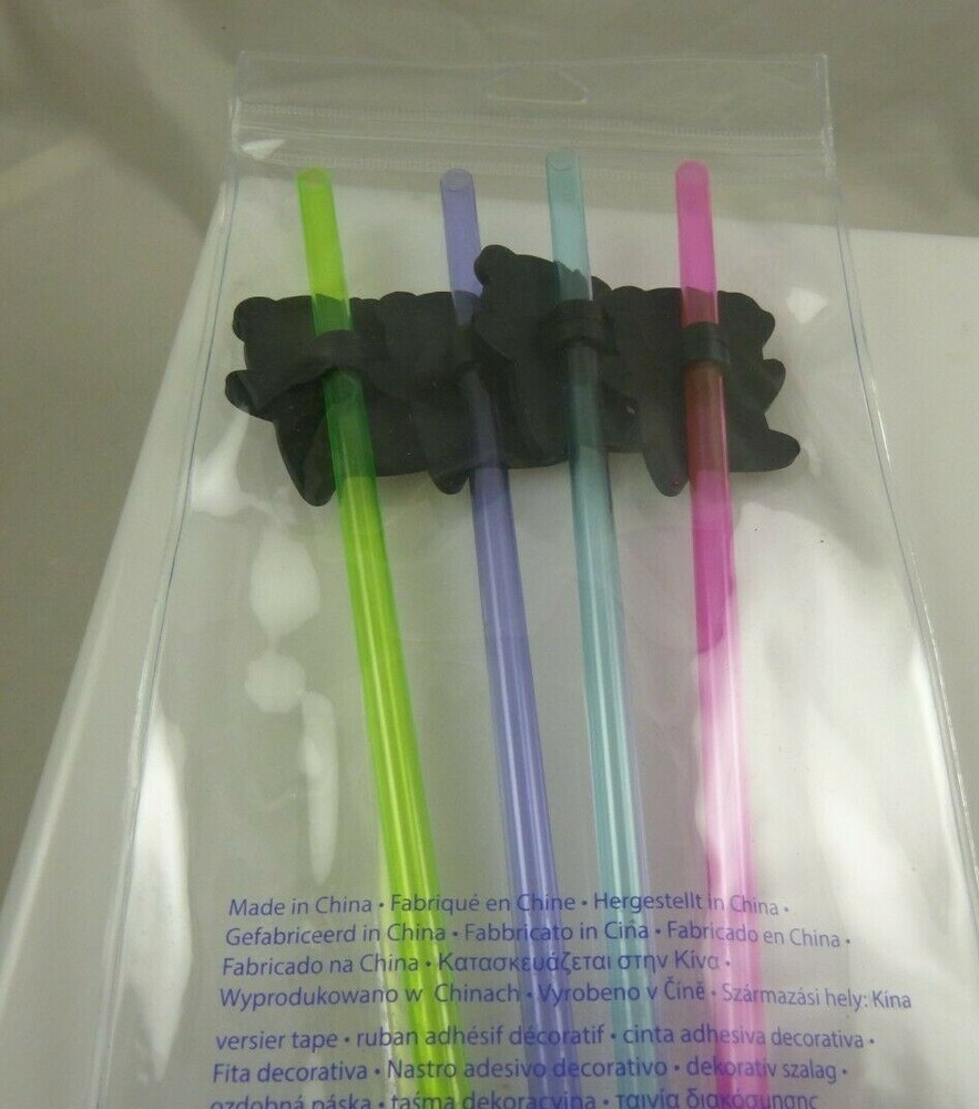 plastic Panda reusable straws multi color tall