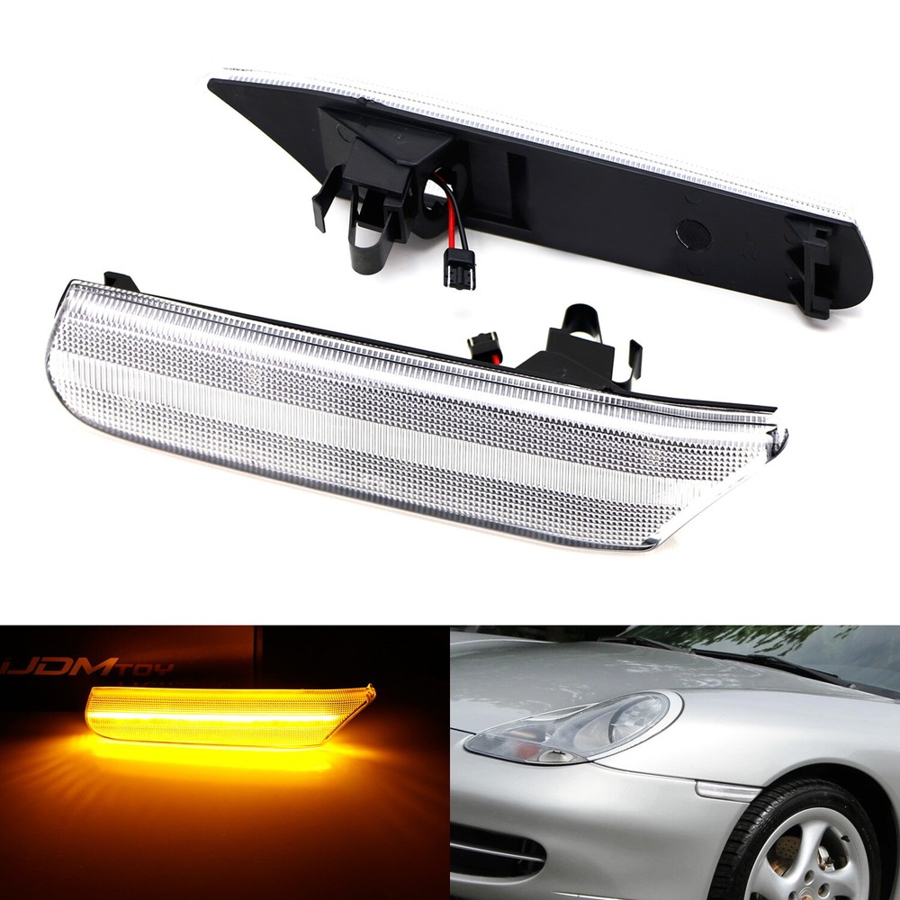 Clear Amber LED Sequential Side Marker Lights For Porsche Carrera 911 Boxster