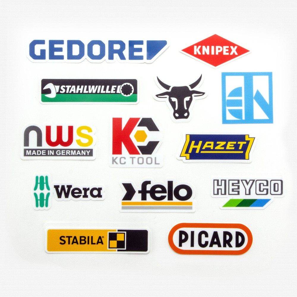 German Tool Brands Sticker Pack, 13 Pieces