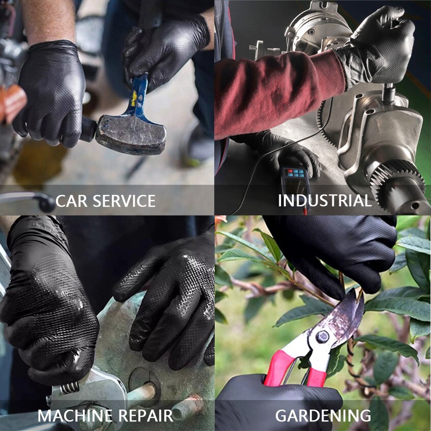 GP Craft Black Nitrile Gloves Diamond Grip 8Mil Disposable Latex Free 1000/Case