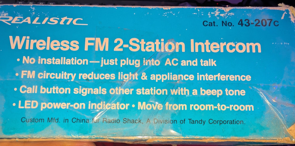 Realistic 43-207c Wireless Intercom