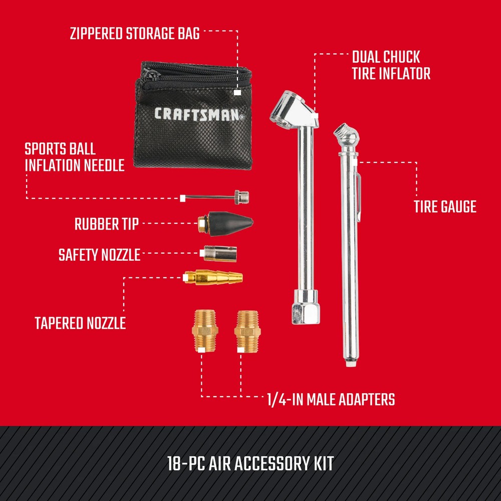 CRAFTSMAN 18-Piece Air Compressor Accessory Kit Pneumatic Tools Set