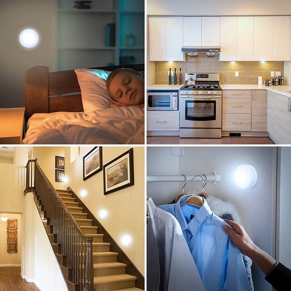 6Pack LED Puck Light Tap Light Push Light Wireless Touch 12 RGB Colors 80 Lumens