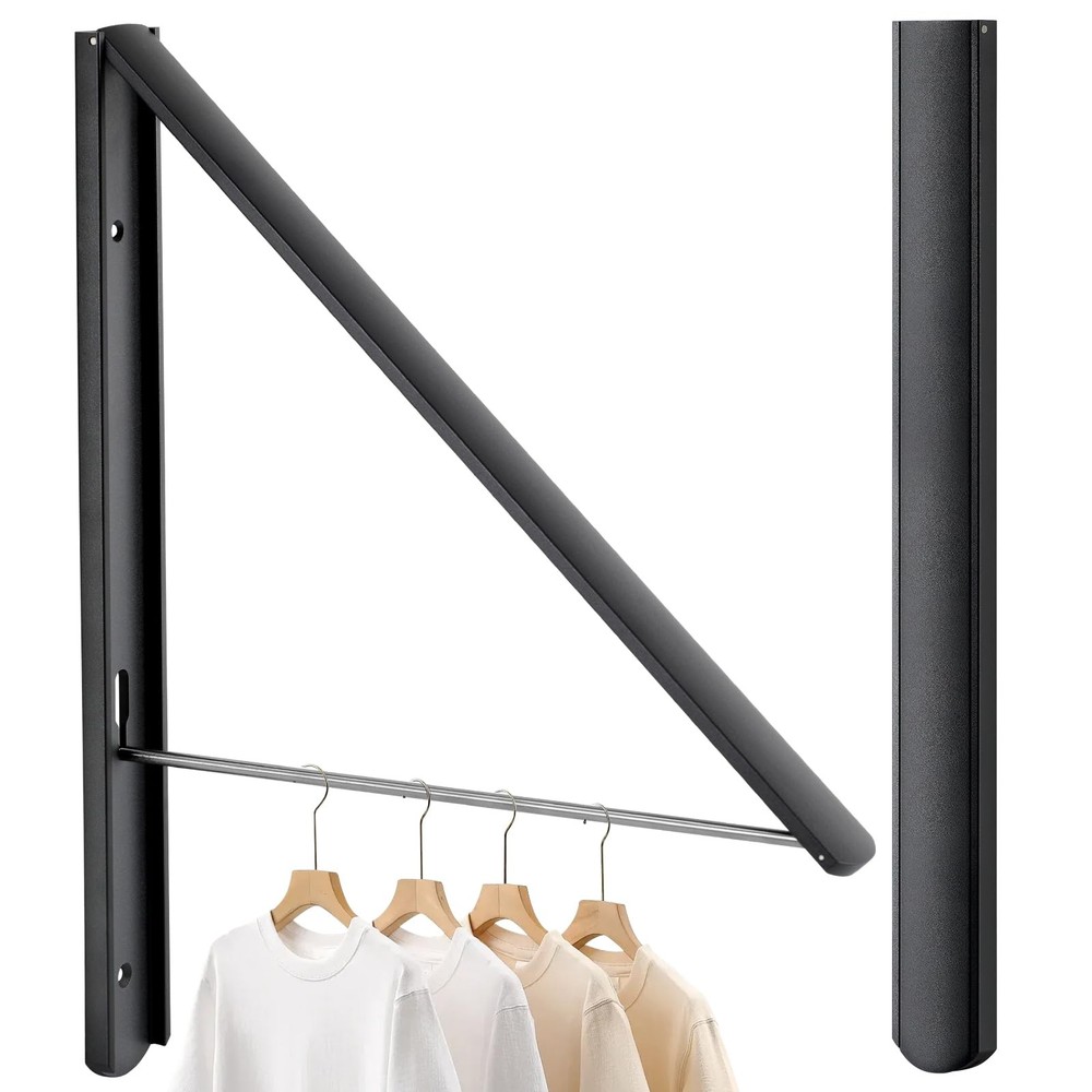 Foldable Clothes Drying Rack, Wall Mounted Retractable Drying Rack Clothes Ha...