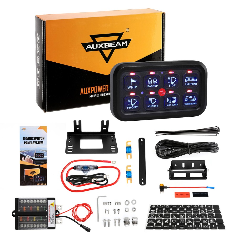 AUXBEAM Blue BB80 8 Gang on-off Switch Panel Automatic Dimmable System For Ford