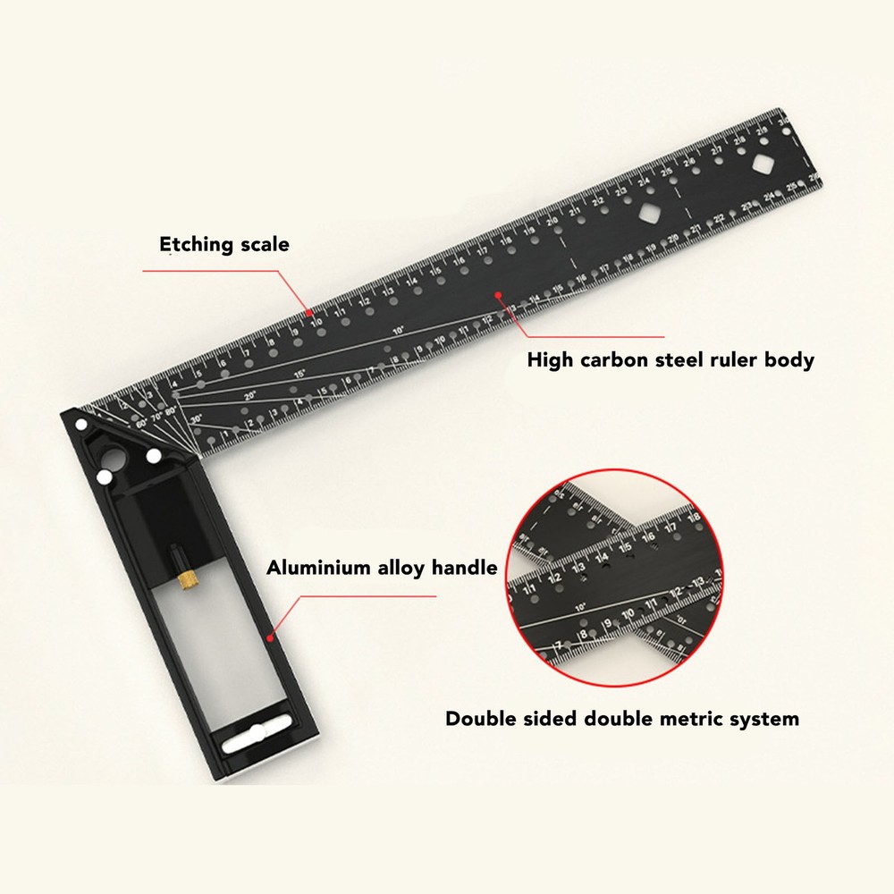 Multi Angle Measuring Ruler 45 90 Degree Combination Right Angle Accurate New