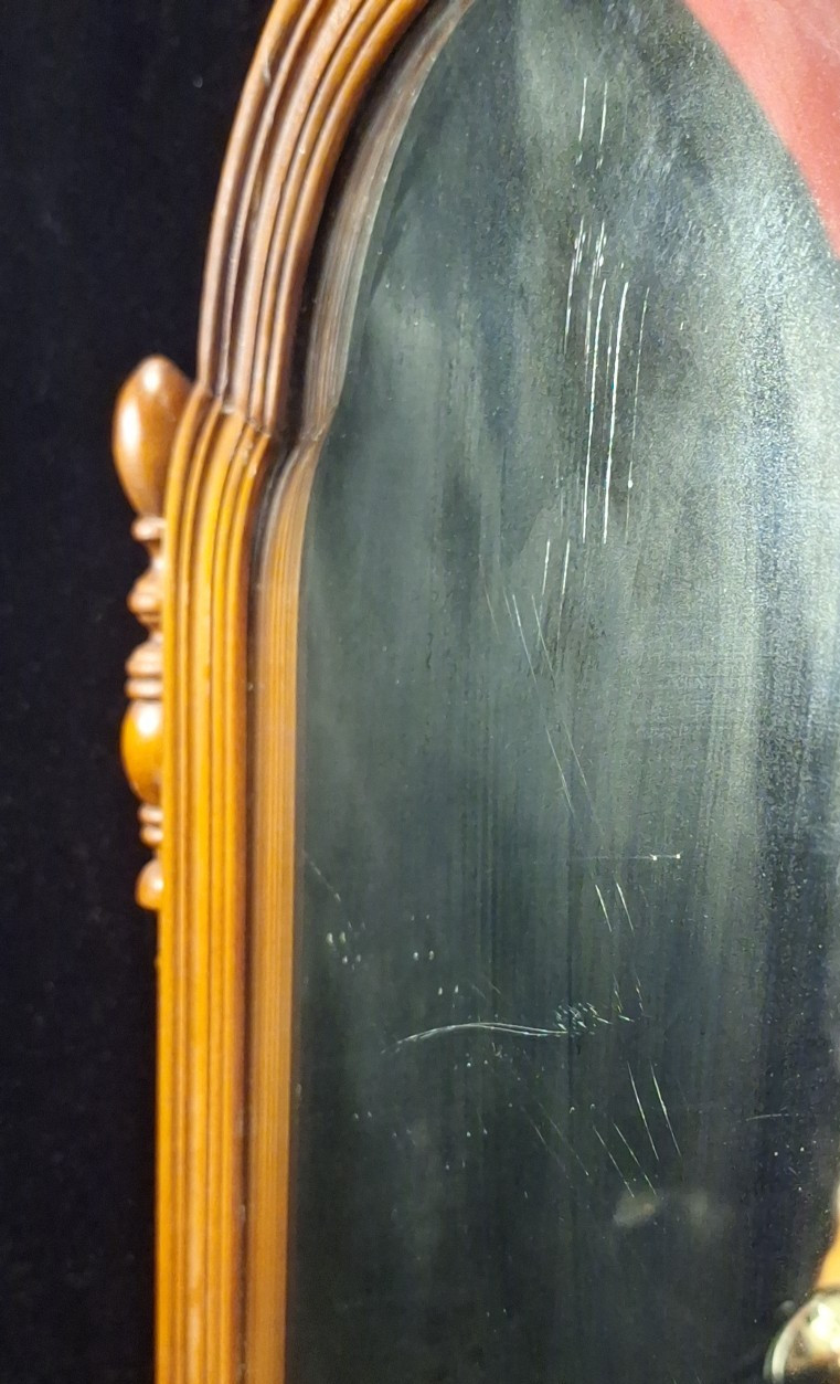 Antique Wood Tabletop Vanity Dressing Table with Falconer Durever Swivel Mirror