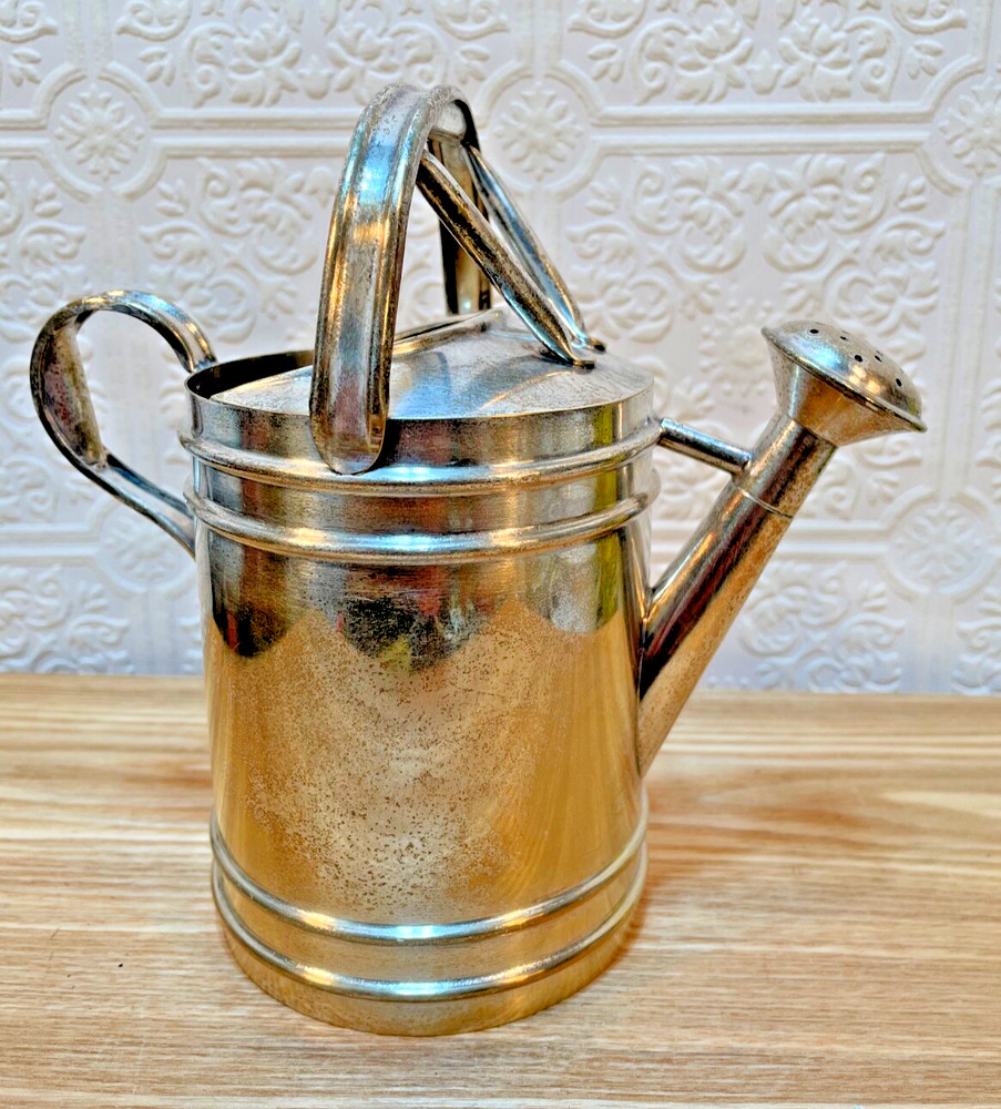 CHARMING  small Antique Silver Plate Watering Can