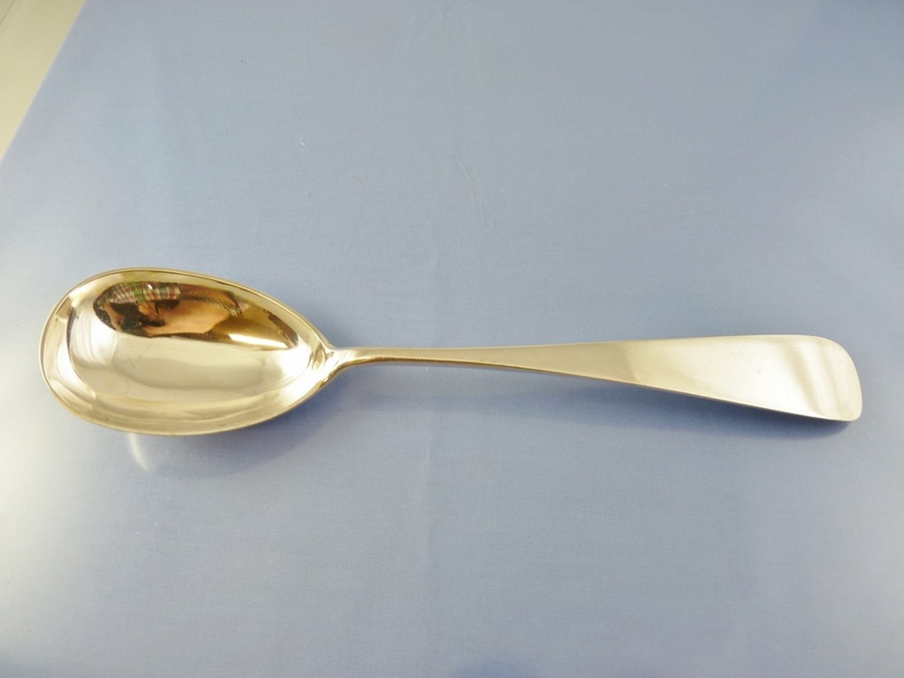 PLAIN LARGE SERVING SPOON SILVER 800 BY PAUL SCHWARZER GERMANY