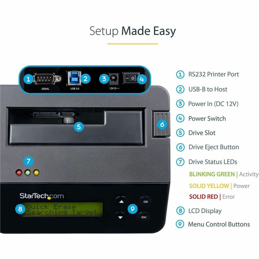 StarTech SDOCK1EU3P2 HDD Eraser Dock 2.5in/3.5in SATA USB 3.0